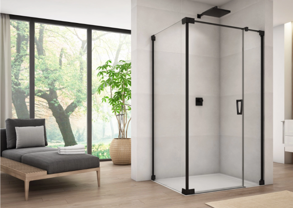 Ronal Sanswiss ścianka boczna 30-90x0-200 cm, szkło przezroczyste, profile BLACK LINE czarny mat CAT2SM10607