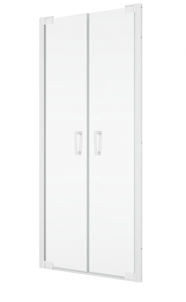 Ronal Sanswiss drzwi wahadłowe dwuczęściowe z profilem przyściennym 100x200 cm, szkło przezroczyste, profile WHITE LINE biały mat CA2C1000907