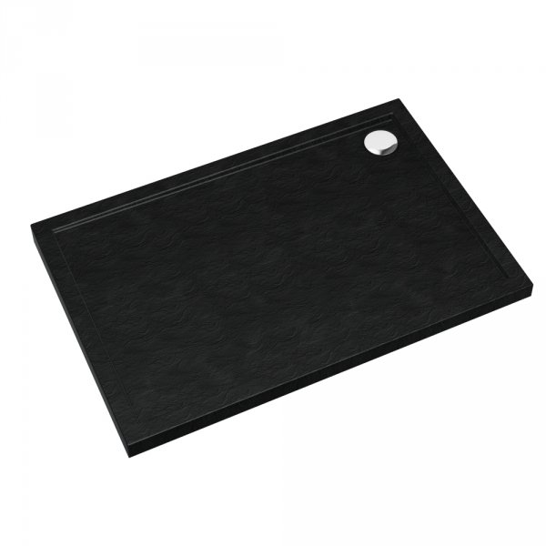 Schedline Brodzik akrylowy Sharper Black Stone 80x100x4,5 cm, prostokątny, Gwarancja 7 lat 3S.S1P-80100/C/ST