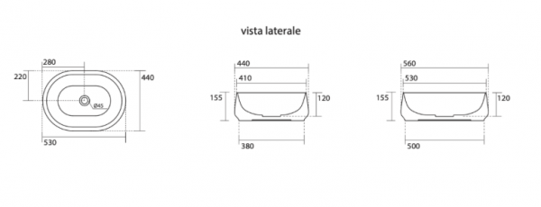 Kerasan 460589 F10 umywalka 56X44 nablatowa owalna FERRO MATT