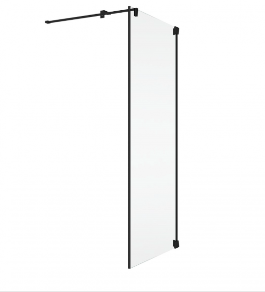 Ronal Sanswiss ścianka boczna 90,1-140x0-200 cm, szkło przezroczyste, profile BLACK LINE czarny mat CAT5SM20607