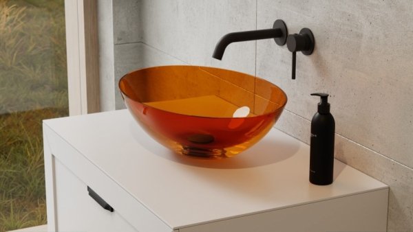 Besco Anya Earth Rust umywalka nablatowa + maskownica czarny matt UMA50ERB