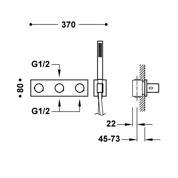 Tres B-SYSTEM Bateria termostatyczna podtynkowa 3-drożna B-system-30735301OM