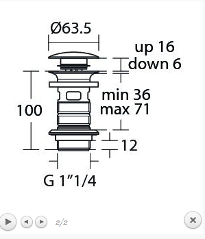 Ideal Standard click-clack umywalkowy lux z otw. sblk E1482XG