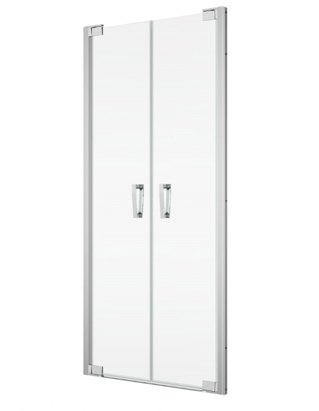 Ronal Sanswiss drzwi wahadłowe dwuczęściowe z profilem przyściennym 70x200 cm, szkło przezroczyste, profile Srebrny połysk CA2C0705007