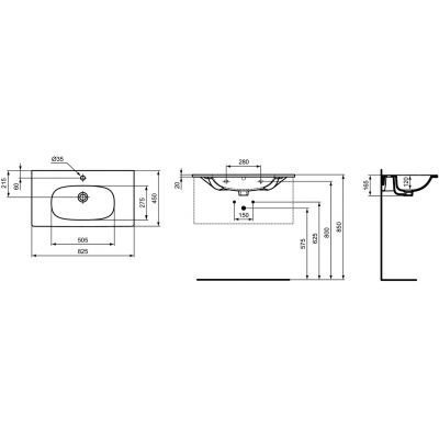 Ideal Standard Tesi umywalka 82,5x45 cm prostokątna biała Ideal Standard Tesi umywalka 82,5x45 cm prostokątna biała T350901