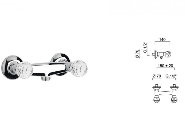GIULINI G. Odessa Swarovski Crystal bateria natryskowa chrom 3907 