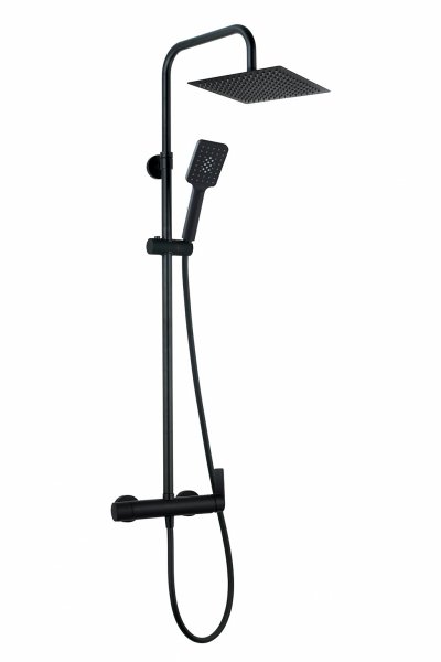 AQG System prysznicowy Nite z uchwytem Alpha, Deszczownica Atlas 25 x 25, Czarny 21NITC25ALA05