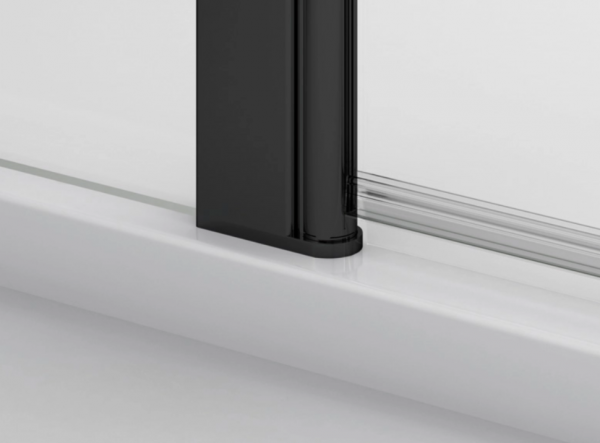 Ronal kabina półokrągła dwuczęściowa 100x200 cm, szkło przezroczyste, profile BLACK LINE czarny mat SOR501000607