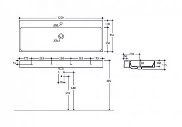 KERASAN CENTO UMYWALKA PODWIESZANA 120X45CM 353401