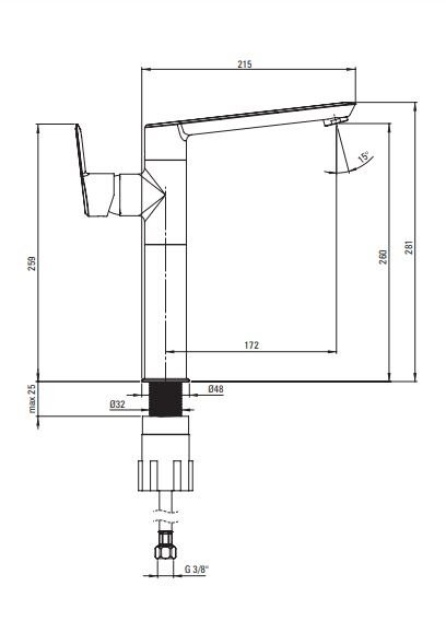 Deante Arnika Bateria umywalkowa wysoka titanium BQAD20K