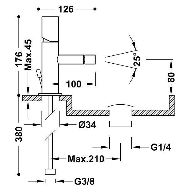 Tres Study bateria bidetowa z korkiem 26112001D