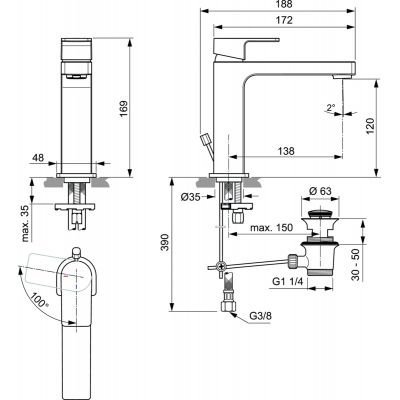 Ideal Standard Edge Blue Start bateria umywalkowa stojąca chrom A7109AA