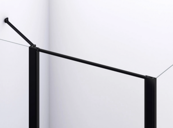 Ronal drzwi wahadłowe jednoczęściowe ze ścianką stałą w linii 110x200 cm, szkło przezroczyste, profile BLACK LINE czarny mat D22T31080300607