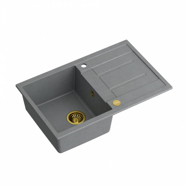 QUADRON MORGAN 111 GraniteQ zlew 1 komora silver stone/elementy złote 780x500x220  HB8203U5G1P2O