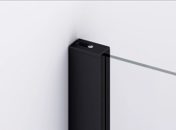 Ronal drzwi wahadłowe jednoczęściowe ze ścianką stałą w linii 120x200 cm, szkło przezroczyste, profile BLACK LINE czarny mat D22T31100200607