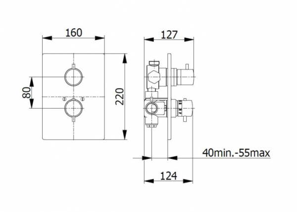 Trend Armatura bateria termostatyczna podtynkowa czarny mat 8243/CZAR