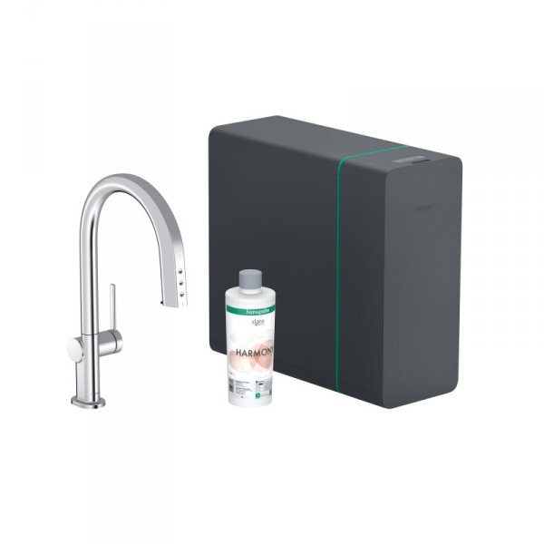 Hansgrohe Aqittura M91 SodaSystem 210 Bateria kuchenna wysoka z wyciąganą wylewką z filtrem chrom 76836000