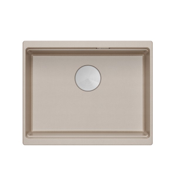 Quadron LOGAN 100 GraniteQ zlewozmywak pearl beige 56x45x21,5 cm 1-komorowy podwieszany z syfonem manualnym stal szlachetna HQJ6045U2BSU
