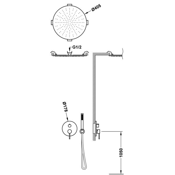 Tres STUDY zestaw prysznicowy podtynkowy Rapid-box Czarny brąz 26238005KMB