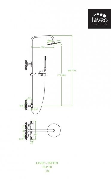 Laveo  PRETTO zestaw natryskowy termostat  PLP 10TD  grafit