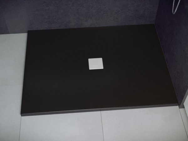 Besco Nox brodzik prostokątny Black 140 + kratka biała BMN14090CB