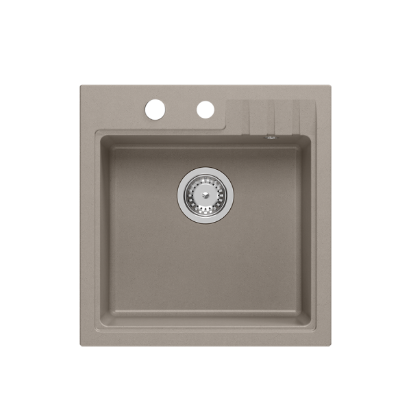 Quadron PETER 110 GraniteQ zlewozmywak granitowy soft taupe 1-komorowy z/o (50x52x20) z syfonem i zaślepką HCQP5052ST