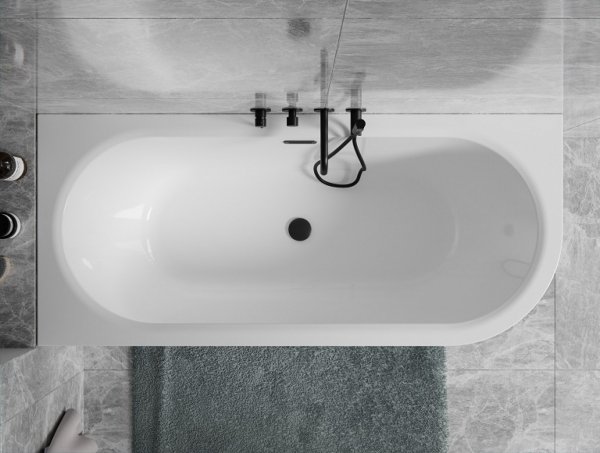 Besco Avita A-line Matt B&amp;W wanna wolnostojąca czarny mat/biały połysk  170 P + syfon klik-klak czarny z przelewem slim WAA17AMPCS