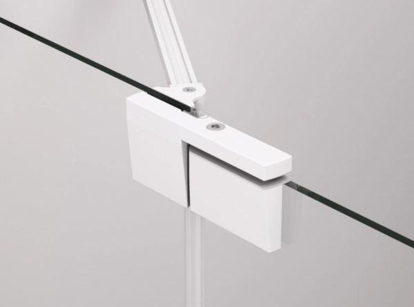 Ronal Sanswiss drzwi wahadłowe jednoczęściowe z elementem stałym w linii 60-140x0-200 cm, szkło przezroczyste, profile WHITE LINE biały mat CA13DSM10907