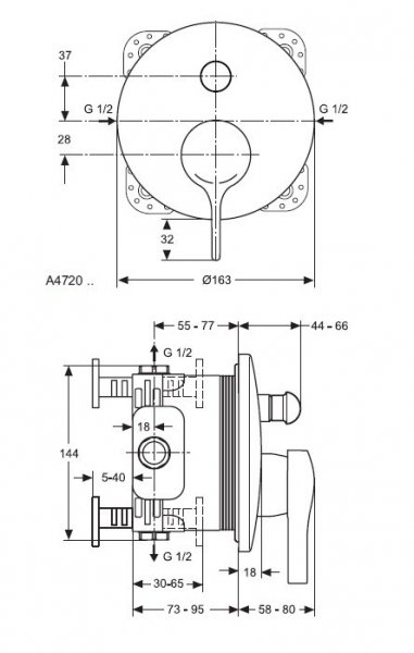 Ideal Standard Melange Bateria wannowa podtynkowa chrom A4720AA