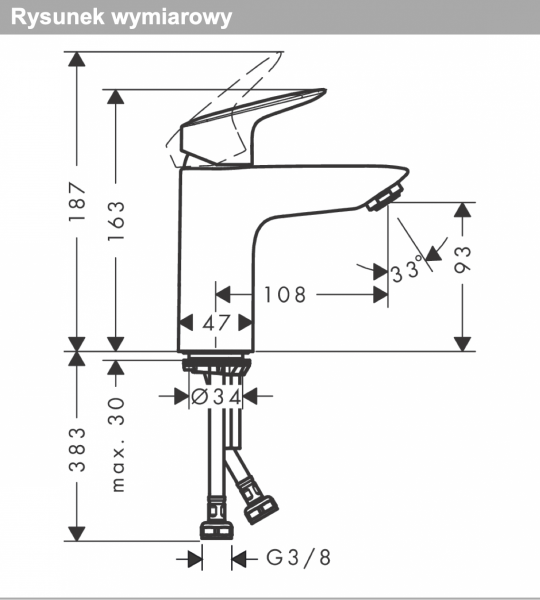 Hansgrohe Logis Jednouchwytowa bateria umywalkowa 100 CoolStart bez kompletu odpływowego czarny mat 71103670