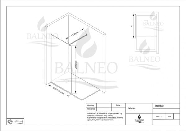 Balneo Ścianka prysznicowa Beira 80 x 200 cm transparentna 8 mm czarna K0101010110-4