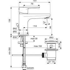 Ideal Standard Cerafine O Bateria umywalkowa z korkiem chrom BC698AA