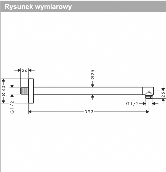 Hansgrohe  Ramię prysznicowe S 39 cm biały mat 24357700