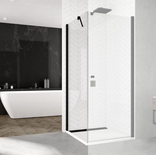 Ronal Sanswiss Solino ścianka prysznicowa 70 cm boczna do drzwi czarny mat SOLT107000607