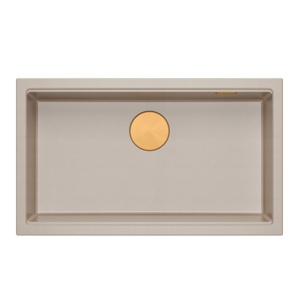 Quadron LOGAN 110 GraniteQ zlewozmywak pearl beige 76x45x23,5 cm 1-komorowy podwieszany z syfonem manualnym miedziany HQD7644U2PVDC1U