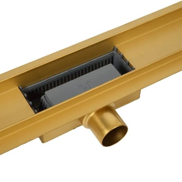 Balneo Duplex Next Mirror Gold Odpływ liniowy 90 cm dwustronny ze stali nierdzewnej szczotkowanej z niskim syfonem i głębokim osadnikiem A0101080102-4