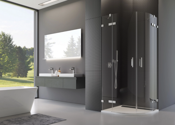 Ronal Sanswiss kabina półokrągła z drzwiami dwuczęściowymi 75-120x200 cm, szkło przezroczyste, profile chrom PU450SM11007