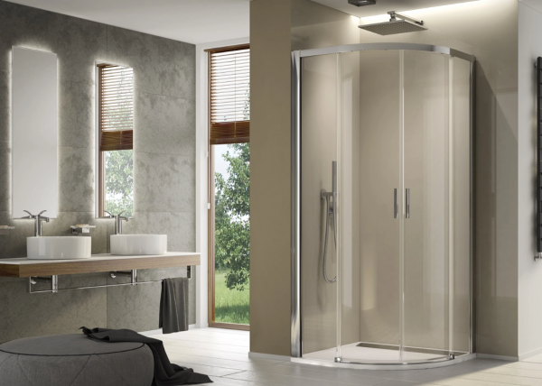 Ronal kabina półokrągła z drzwiami rozsuwanymi 80x200 cm, szkło przezroczyste, profile srebrny mat TLSR550800107