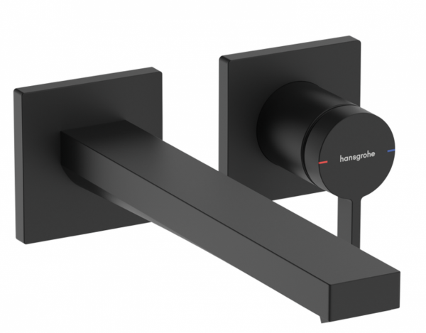 Hansgrohe Tecturis E Jednouchwytowa bateria umywalkowa ścienna podtynkowa z wylewką 22,5cm czarny mat 73051670