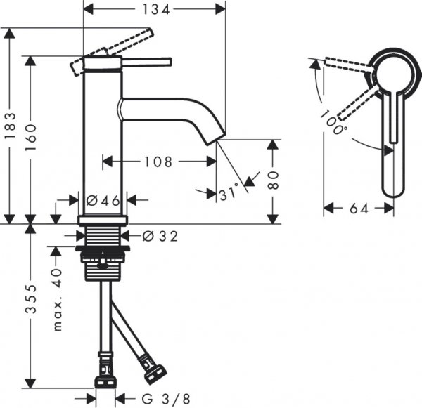 Hansgrohe Tecturis S Jednouchwytowe baterie umywalkowe Brąz Szczotkowany 73301140