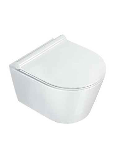 Catalano New Zero Zestaw Toaleta WC podwieszana 46x35 cm Newflush bez kołnierzaz deską sedesową wolnoopadającą biała 0111460001+9056060000+0151200001