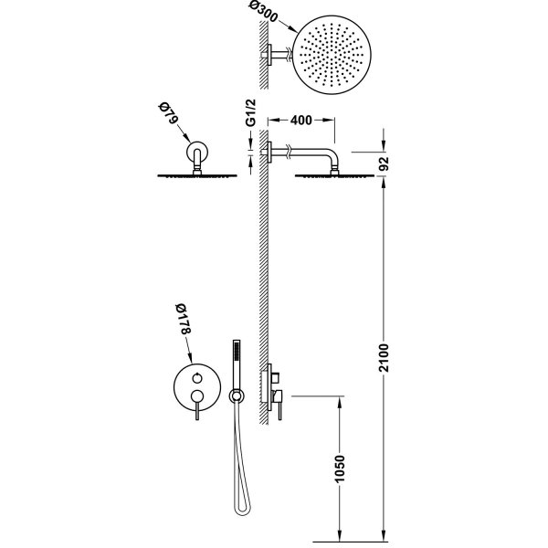 Tres STUDY zestaw prysznicowy podtynkowy Rapid-box czarny brąz 26238004KMB