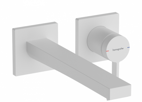 Hansgrohe Tecturis E Jednouchwytowa bateria umywalkowa ścienna podtynkowa z wylewką 22,5cm biały mat 73051700