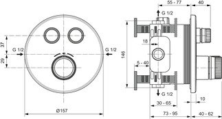 Ideal Standard Ceratherm Navigo Bateria termostatyczna natryskowa podtynkowa A7296A2