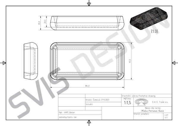 S.V.I.S.Design MISKA 18,5 CM PERSEUS BASIC - BARDZO CIEMNOSZARY, BEZ DEKORU, BEZ LAKIERU