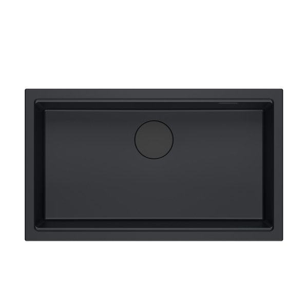 Quadron LOGAN 110 GraniteQ zlewozmywak pure carbon 76x44x23,5 cm 1-komorowy podwieszany z syfonem manualnym pure carbon HQD7644U7BLMU