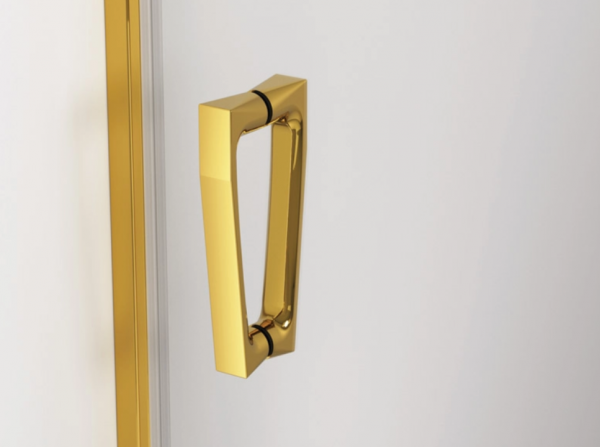 Ronal Sanswiss drzwi wahadłowe dwuczęściowe z profilem przyściennym 90x200 cm, szkło przezroczyste, profile GOLD LINE złoty CA2C0901207