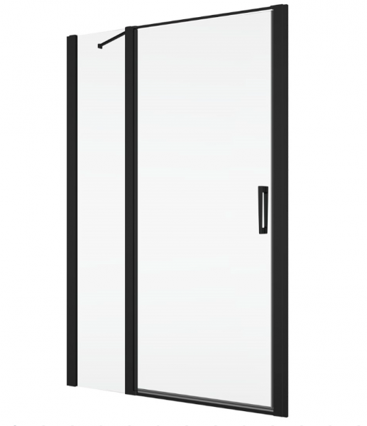 Ronal drzwi wahadłowe jednoczęściowe z elementem stałym w linii 130x200 cm, szkło przezroczyste, profile BLACK LINE czarny mat D22T13090400607