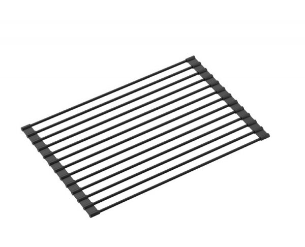 Quadron Zestaw JOHNNY 116 PURE CARBON zlewozmywak granitowy z baterią, dozownikiem i zwijaną matą – jednokomorowy, wpuszczany, pure carbon/elementy czarne, bateria pure carbon, dozownik pure carbon, Qmata pure carbon HCQJ6044BLMBDRPC